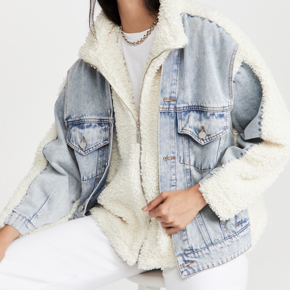 Blank NYC Blue and Cream Jean Jacket